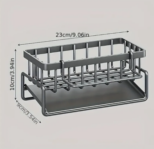 Black Sink Caddy with Dishcloth Rail — additional product view
