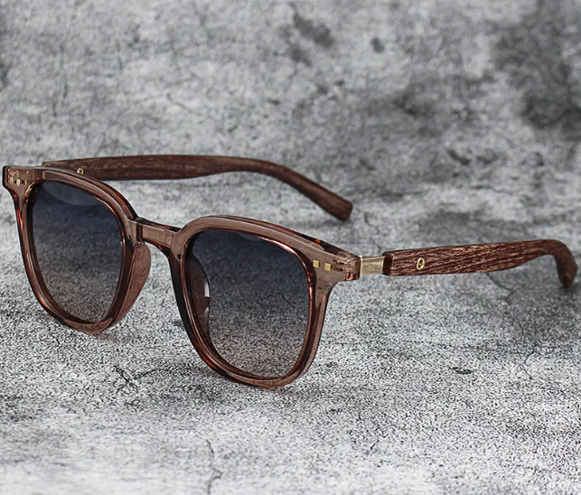 Retro Wood-Grain Polarized Sunglasses — additional product view