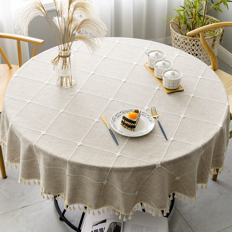 Round Spill-Resistant Tablecloth